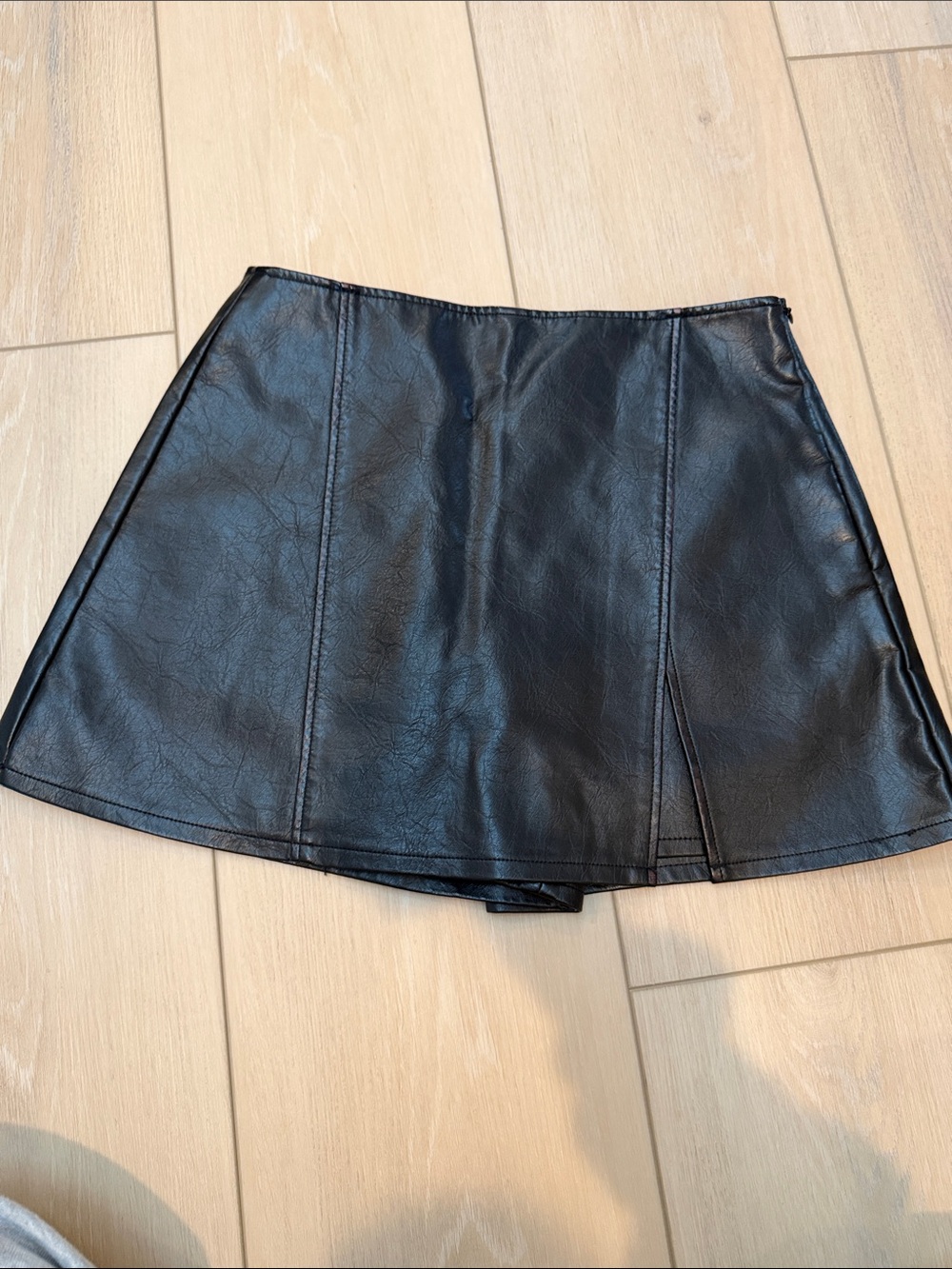 Zara Black Faux Leather Panel Mini Skirt